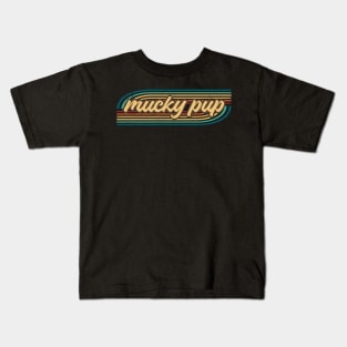 mucky pup retro stripes Kids T-Shirt